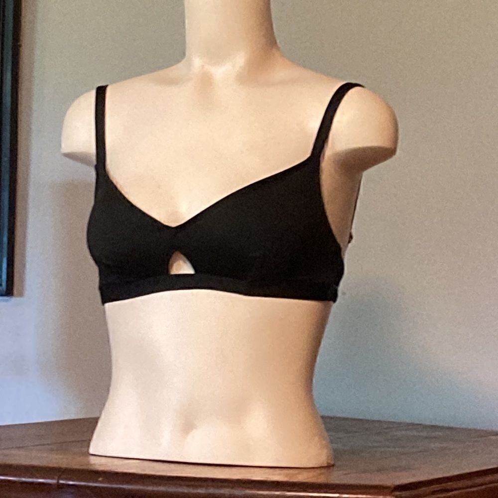 Land’s End Canvas Black Bikini adjustable gold tone soft cup foam pads 4
